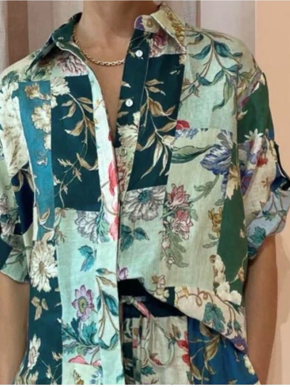 Alemais Loretta Patchwork Button Up Top